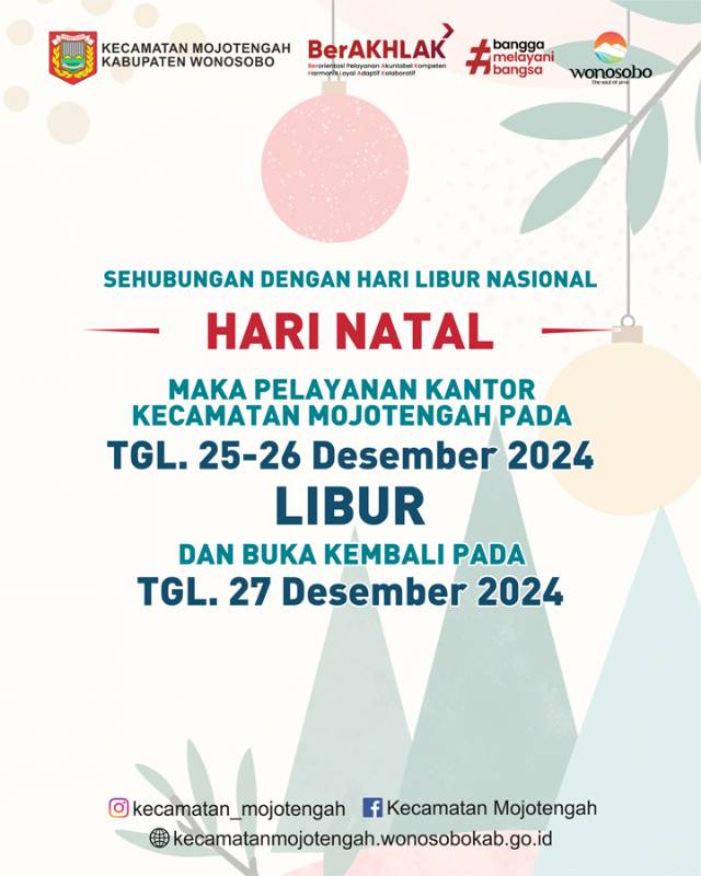 Pengumuman Libur Pelayanan Hari Natal 2025